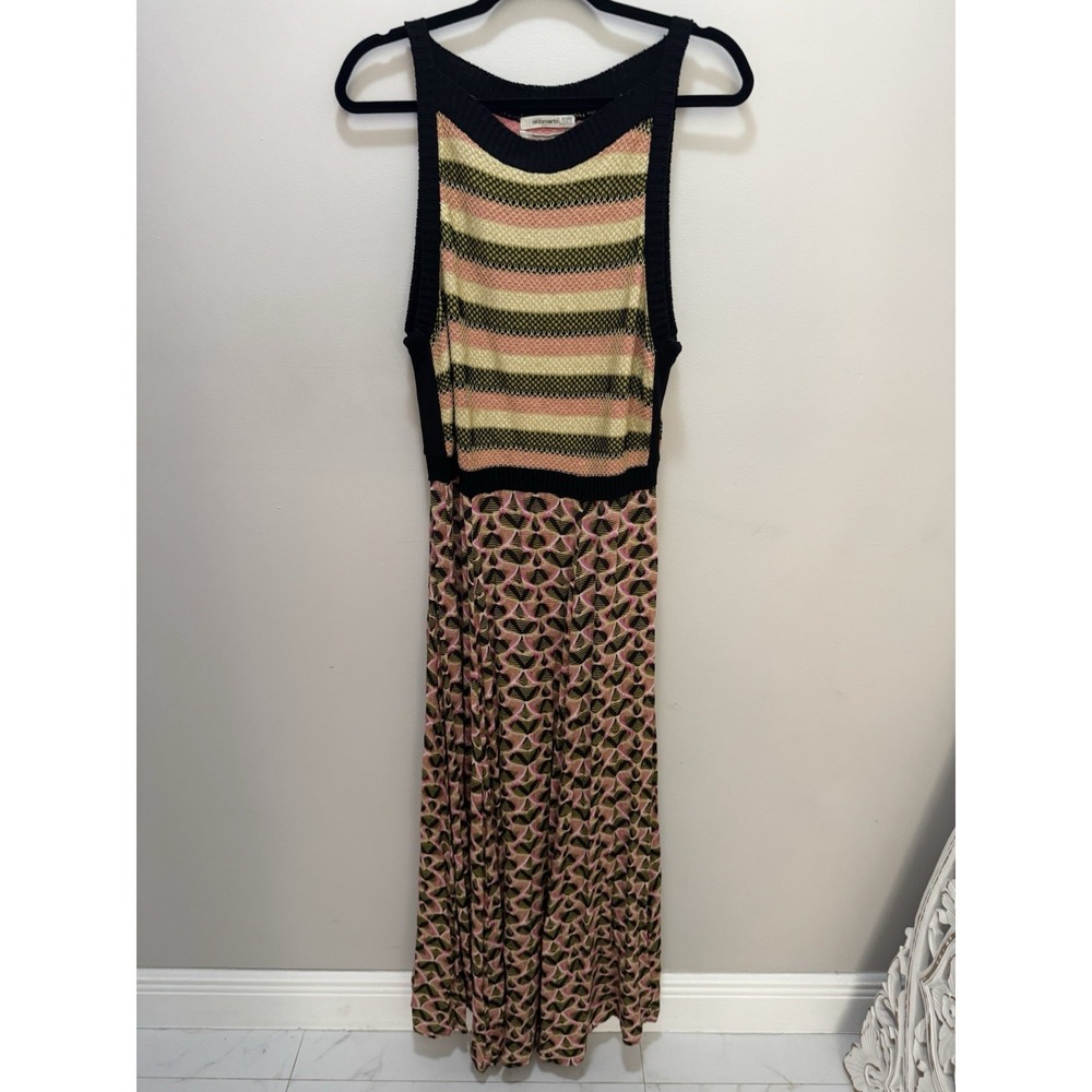 Aldo Martins Black Trim Maxi Dress with Pink and Olive Stripes